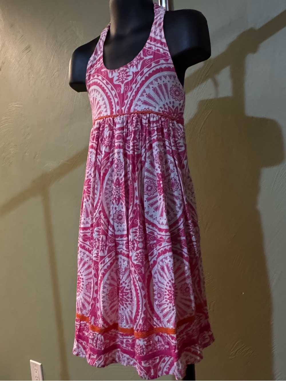 The Children’s Place Girls Pink White Medallion Halter Sundress Size 6 (Small) - Picture 3 of 12